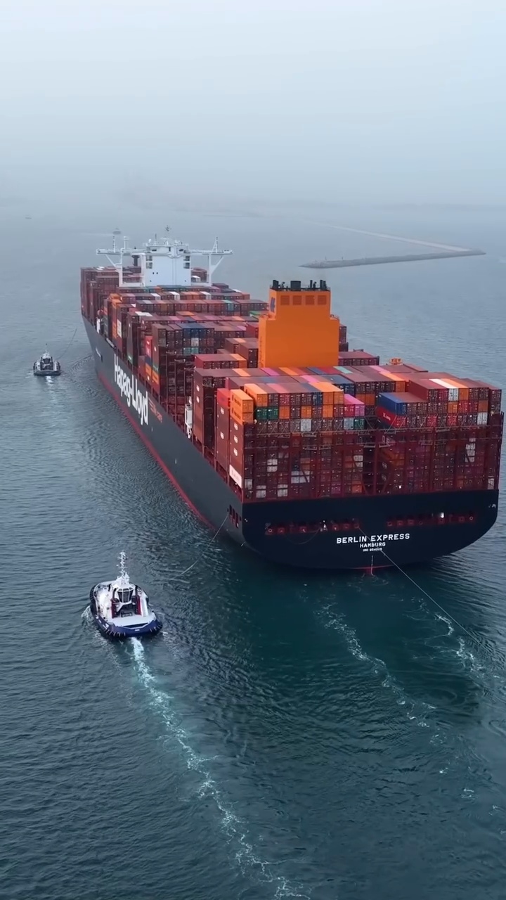 Container vessel entering a premium port
